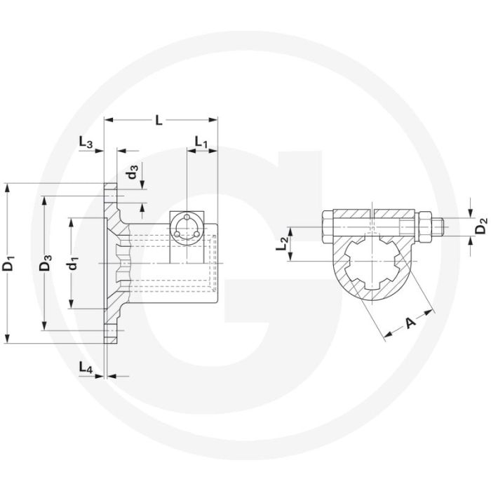 Walterscheid Opsteekflens 1 3/8" (21) – 6 boringen – Ø100 mm