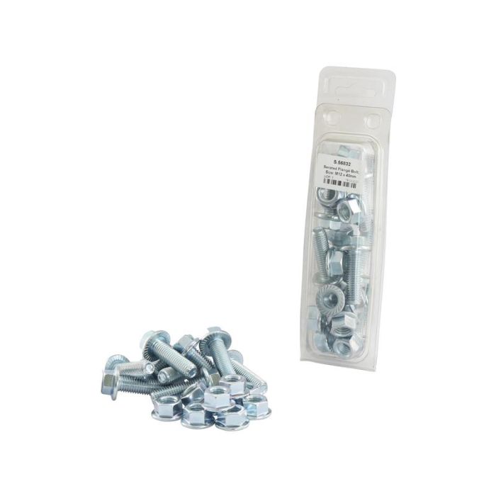Metric Serrated Flange Bolt & Nut, Afm.: M12x40mm, 20stuks Agripak