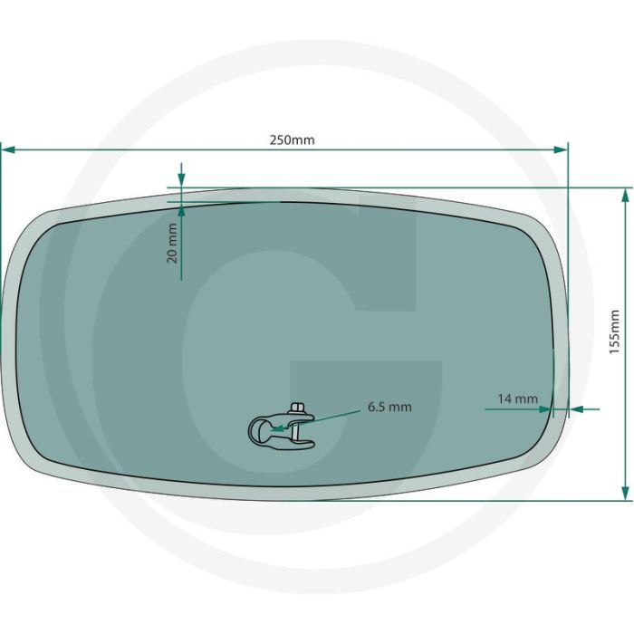Spiegel 250x155 mm handmatige bediening links/rechts plaatsing