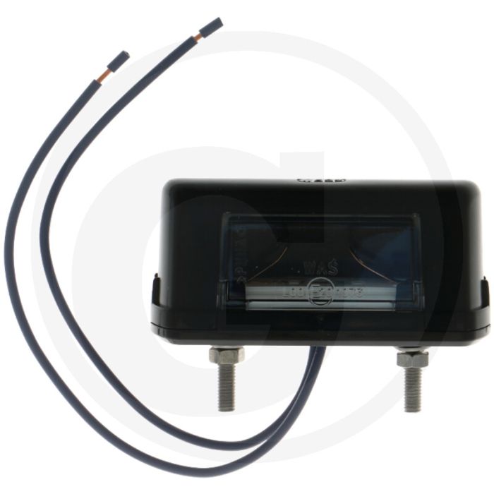 Éclairage de plaque d'immatriculation (12 volts / 24 volts  Entraxe des trous : 45 mm  Câble 17 cm x 0,75 mm²)