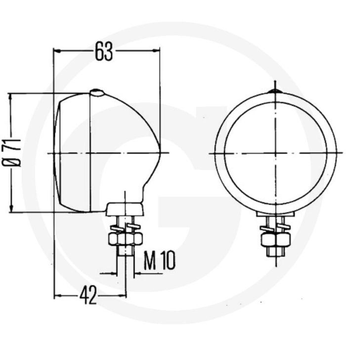 Hella Breedtelicht 12/24V rond wit/helder Ø73 mm