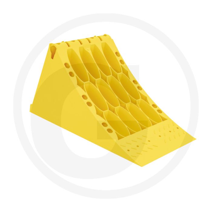 Cale de roue / cale de blocage G53 (plastique, jaune, avec revêtement antidérapant)