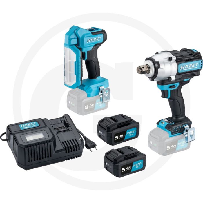 Hazet 3/4" Akku-Schlagschrauber-Satz, 18 Volt (inkl. Akku-Arbeitslicht)