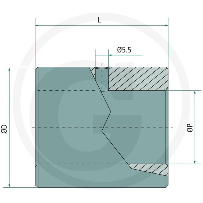 Contarini Buchse + Schm.loch ID=30,25 L=70