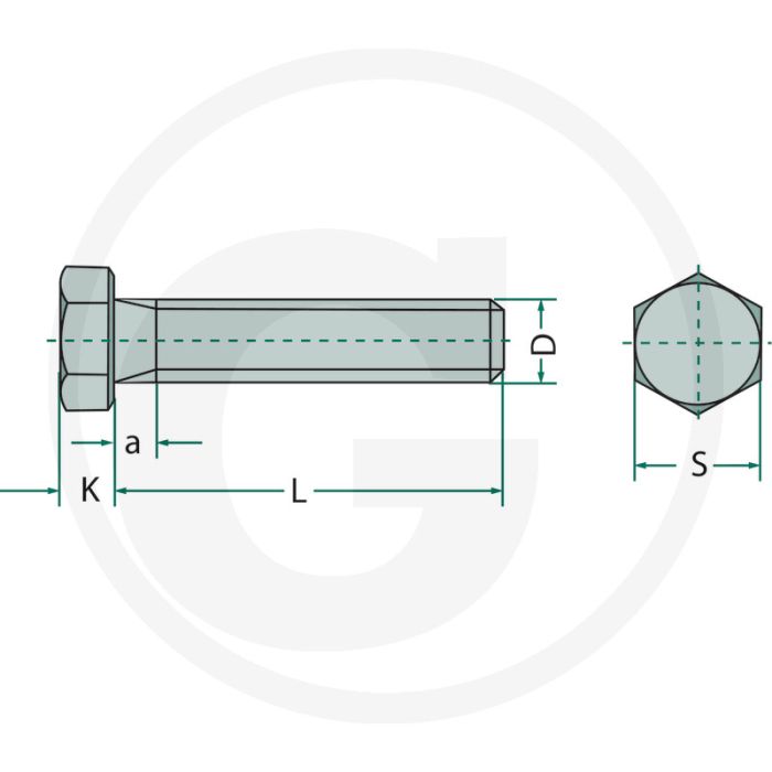 Zeskantbout M12x30 DIN 933 Zeskantbout M12x30 DIN 933