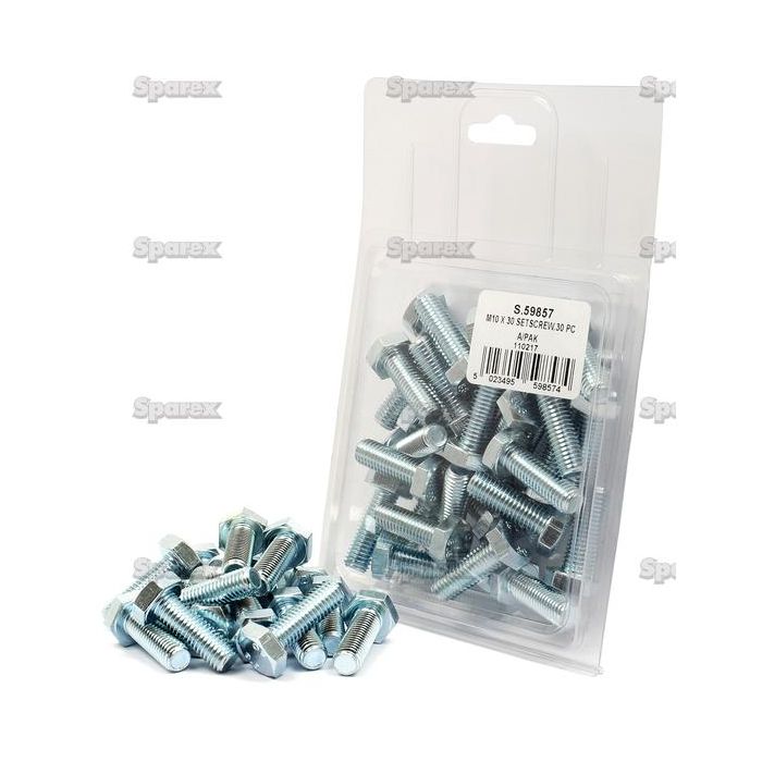Metric Setscrew, Afm.: M10x30mm (Din 933) 30stuks Agripak