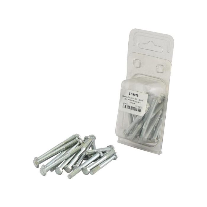 Bout M5x50 20 stuks 8.8 verzinkt DIN 931 Agripak Bout M5x50 20 stuks 8.8 verzinkt DIN 931 Agripak