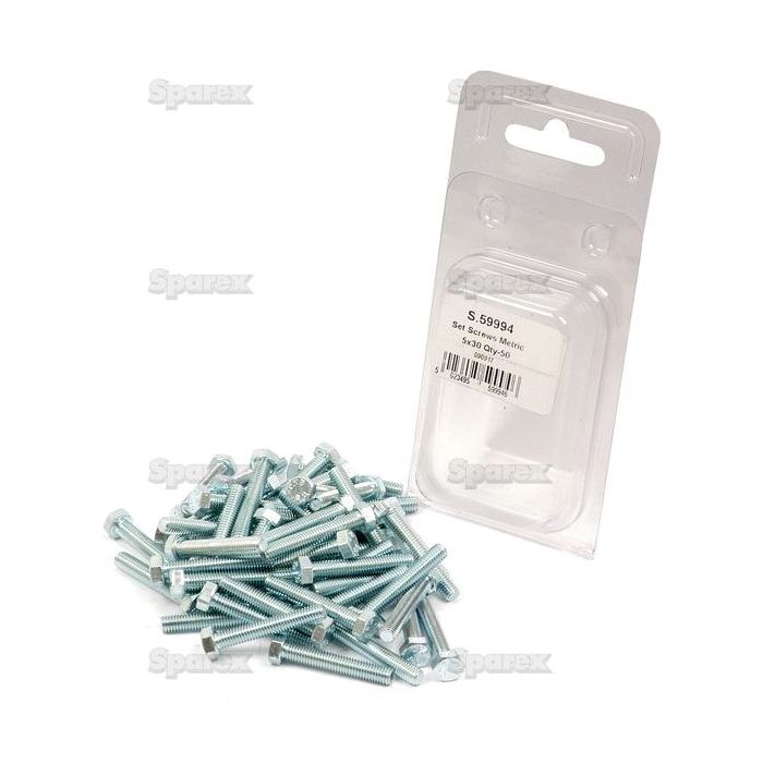 Metric Setscrew, Afm.: M5x30mm (Din 933) 50stuks Agripak