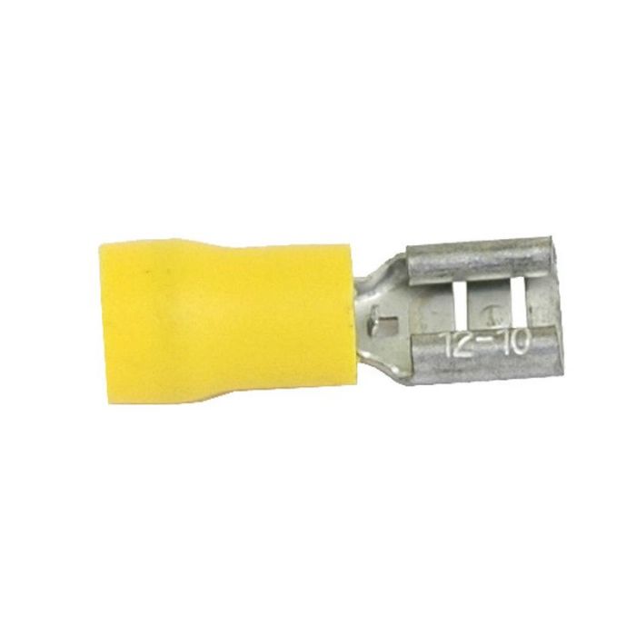Kabelschoen vlakstekkerhuls, enkele trekontlasting, - Vrouw, 6.3mm, Geel (4.0 - 6.0mm)