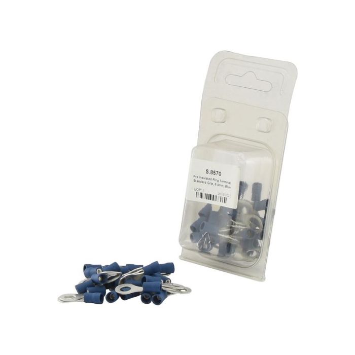 Cosse de câble, décharge de traction simple,, 6.4mm, Bleu (1.5 - 2.5mm) (Agripak 25 pièces)