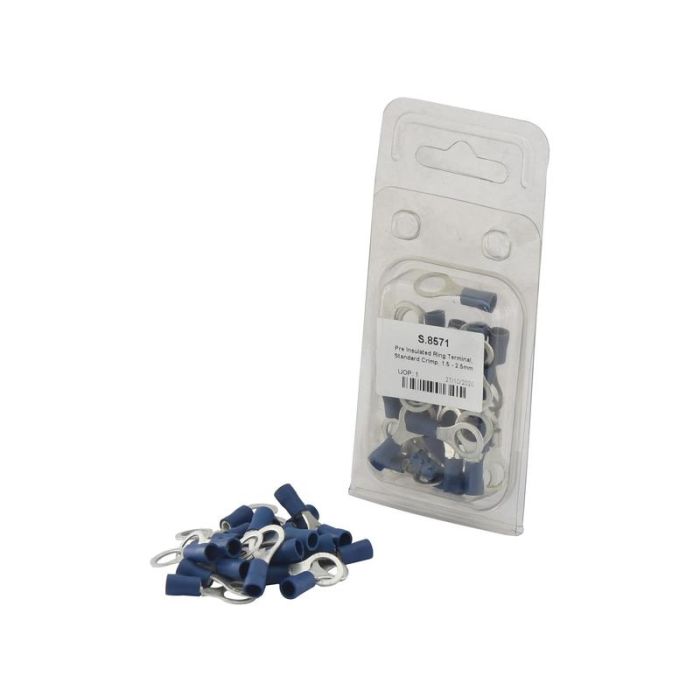 Cosse de câble, décharge de traction simple,, 8.4mm, Bleu (1.5 - 2.5mm) (Agripak 25 pièces)