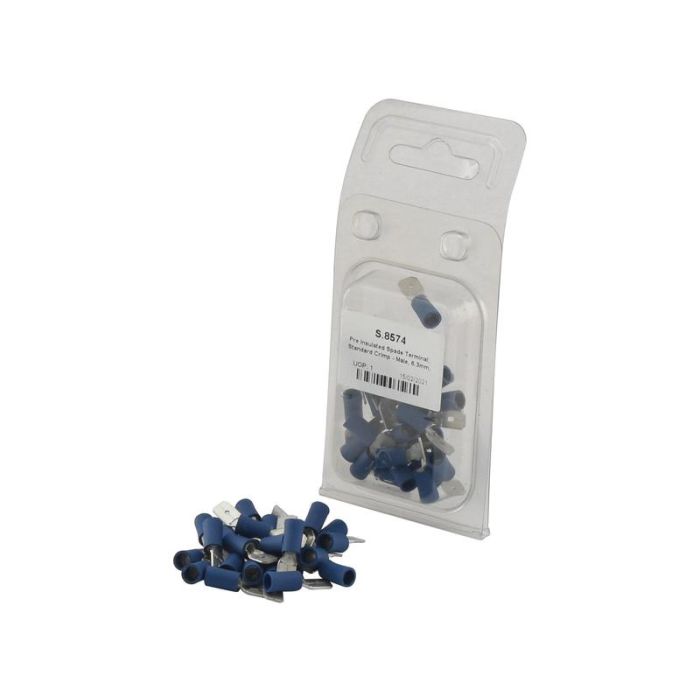 Kabelschoen, enkele trekontlasting, - Man, 6.3mm, Blauw (1.5 - 2.5mm) (Agripak 25 stuks) Kabelschoen, enkele trekontlasting, - Man, 6.3mm, Blauw (1.5 - 2.5mm) (Agripak 25 stuks)