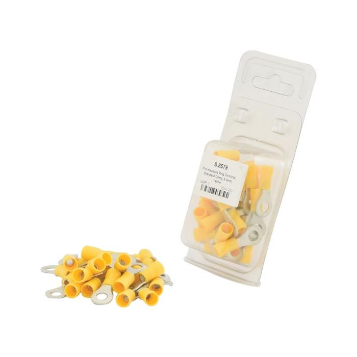 Cosse de câble, décharge de traction simple,, 6.4mm, Jaune (4.0 - 6.0mm) (Agripak 25 pièces)