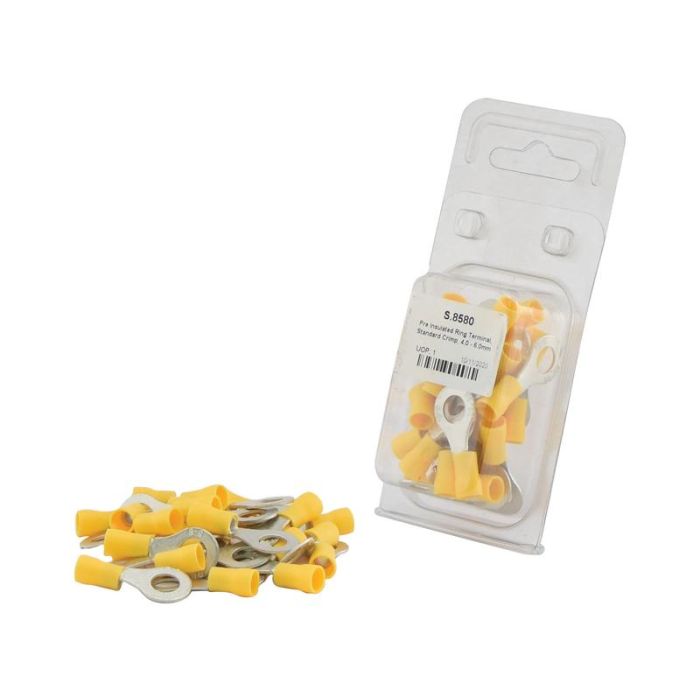 Kabelschoen, enkele trekontlasting,, 8.4mm, Geel (4.0 - 6.0mm) (Agripak 25 stuks) Kabelschoen, enkele trekontlasting,, 8.4mm, Geel (4.0 - 6.0mm) (Agripak 25 stuks)