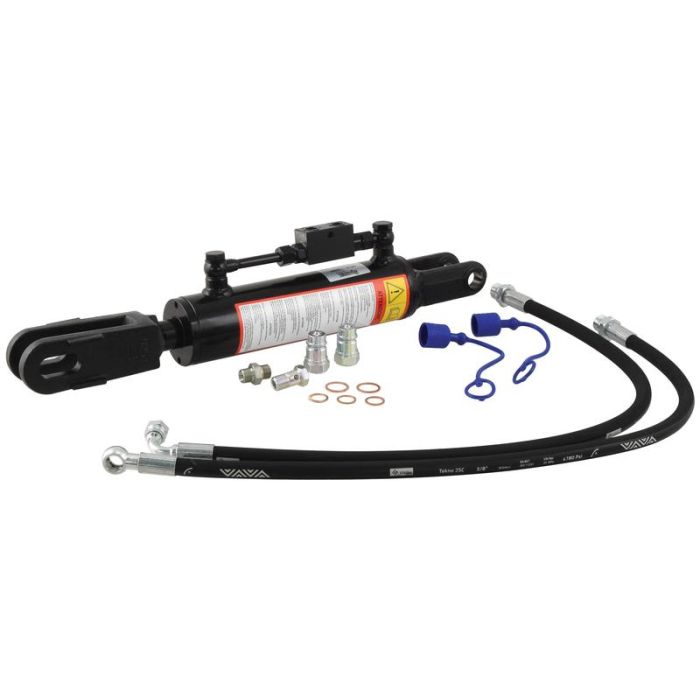 Hydraulische stabilisator (Met: Slangen) - Vork Gat Ø 22mm - Vork Gat Ø 22x48mm - Min. Lengte: 570mm, Cylinder binnen Ø: 70mm. Hydraulische stabilisator (Met: Slangen) - Vork Gat Ø 22mm - Vork Gat Ø 22x48mm - Min. Lengte: 570mm, Cylinder binnen Ø: 70mm.