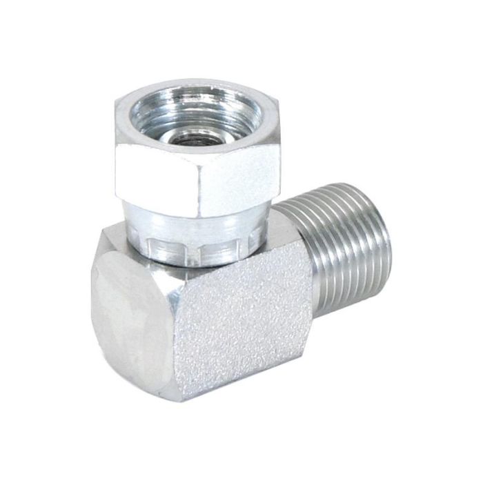 Hydraulisch verloopstuk 3/8'' BSP Man x 3/8'' BSP Wartelmoer, vrouwelijk 90° Haaks