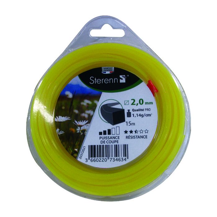 FIL 15M CARRÉ.D.2 JAUNE SUR BOBINE