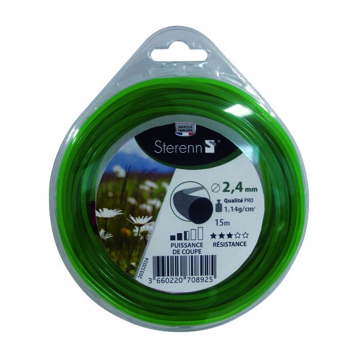 FIL DE FER 15M ROND 2.4 VERT SUR BOBINE