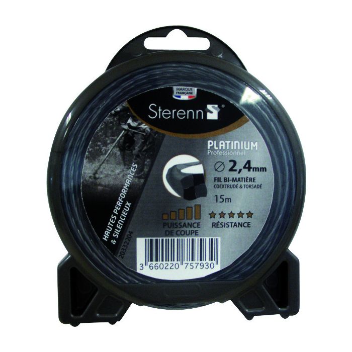 FIL DE NYLON PLATINE 2.4MM BOBINE DE 15M FIL DE NYLON PLATINE 2.4MM BOBINE DE 15M