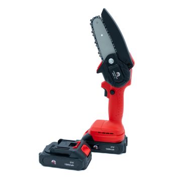 21V Accu Kettingzaag 200W - 10cm (Incl. 2x Accu 1300mAh & lader)