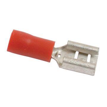 Connecteur plat, décharge de traction simple, - Femelle, 6.3mm, Rouge (0.5 - 1.5mm)