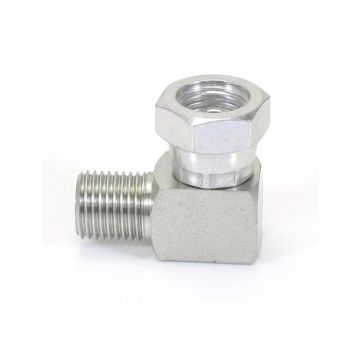 Hydraulisch verloopstuk 1/4'' BSP Man x 1/4'' BSP Wartelmoer, vrouwelijk 90° Haaks