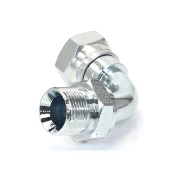 Hydraulisch verloopstuk 3/4'' BSP Man x 3/4'' BSP Wartelmoer, vrouwelijk 90° Gebogen