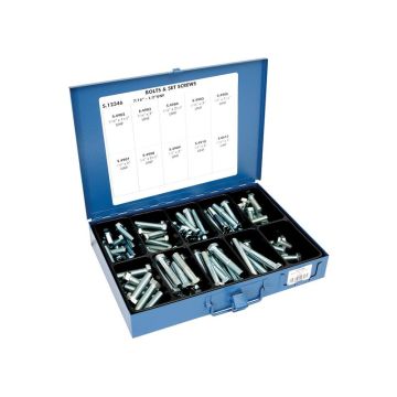 Imperial Bolt & Setscrew Assortment, Afm: 7/16 - 1/2'', Lengte: 1 - 4'' UNF (Din 933/931) 95stuks Metalpak