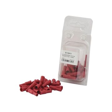 Borne de câble Bullet Ins, décharge de traction simple, - Femelle, 4.0mm, Rouge (0.5 - 1.5mm) (Agripak 25 pièces)