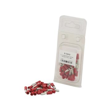 Borne de câble Bullet Ins, décharge de traction simple, - Mâle, 4.0mm, Rouge (0.5 - 1.5mm) (Agripak 25 pièces)