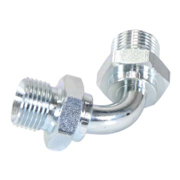 Hydraulisch verloopstuk 1/2'' BSP Man x 1/2'' BSP Man 90° Gebogen