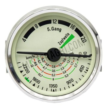 Jauge de tracteur - taille d'encastrement 80 mm, 20 km/h, 5 vitesses