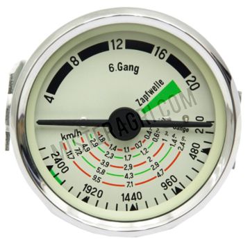 Tractormeter - 80 mm inbouwmaat, 20 km/h, 6 versnellingen