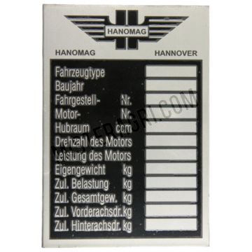 Plaque signalétique - jusqu'en 1943 environ