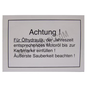 Achtung! voor Ölhydraulik - wit