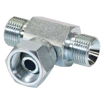 Hydraulische T-koppeling 3/8'' BSP Man x 3/8'' BSP Man x 3/8'' BSP Wartelmoer, vrouwelijk
