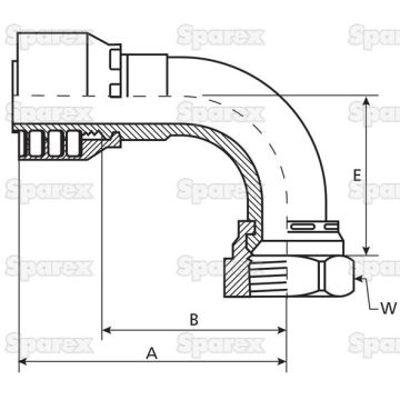 Parker JIC 37° Slang Aansluiting 1'' x 1 1/16 x 12 Vrouw 90° Perskoppeling (kort)