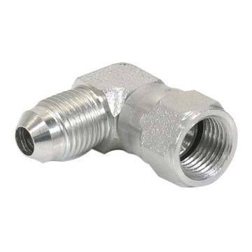 Hydraulisch verloopstuk 1/2'' JIC Man x 1/2'' JIC Wartelmoer, vrouwelijk 90° Haaks