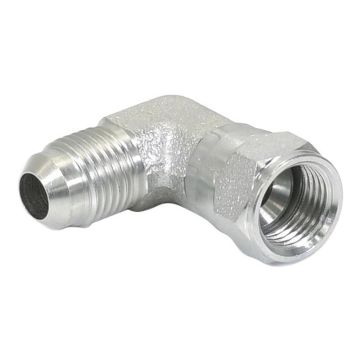 Hydraulisch verloopstuk 9/16'' JIC Man x 9/16'' JIC Wartelmoer, vrouwelijk 90° Haaks