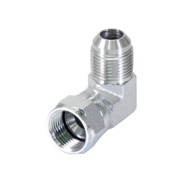 Hydraulisch verloopstuk 7/8'' JIC Man x 7/8'' JIC Wartelmoer, vrouwelijk 90° Haaks