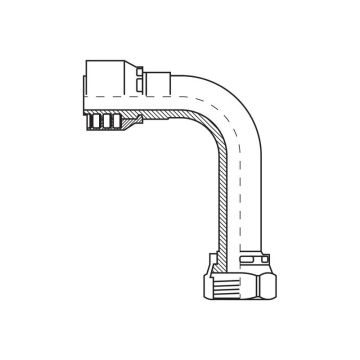 Parker ORFS Slang Aansluiting 5/8'' x 1 x 14'' Vrouw 90° Perskoppeling (Extra Long)