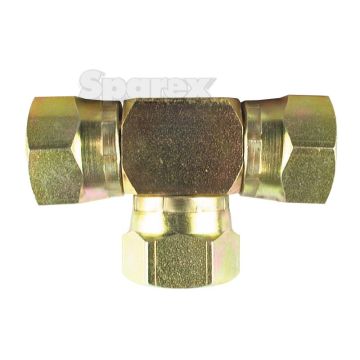 Hydraulische T-koppeling 3/8'' BSP Wartelmoer, vrouwelijk x 3/8'' BSP Wartelmoer, vrouwelijk x 3/8'' BSP Wartelmoer, vrouwelijk