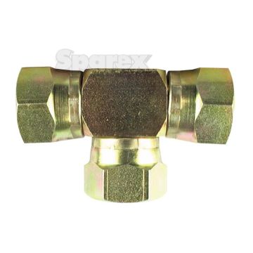 Hydraulische T-koppeling 1/2'' BSP Wartelmoer, vrouwelijk x 1/2'' BSP Wartelmoer, vrouwelijk x 1/2'' BSP Wartelmoer, vrouwelijk
