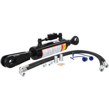 Hydraulische stabilisator (Met: Slangen) -  Kogel Ø 25mm -  Vork Gat Ø 26x50mm - Min. Lengte: 620mm, Cylinder binnen Ø: 70mm.