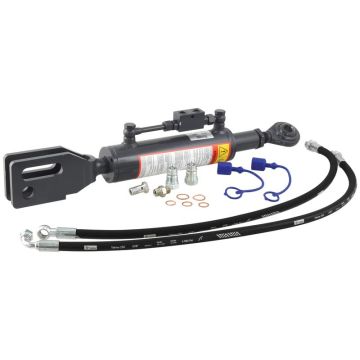 Hydraulische stabilisator (Met: Slangen) -  Kogel Ø 22mm -  Vork Gat Ø 28 & 28x90mm - Min. Lengte: 680mm, Cylinder binnen Ø: 70mm.