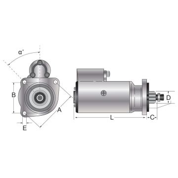Startmotor - 12V, 3.2Kilowatt (Sparex)