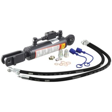Hydraulische stabilisator (Met: Slangen) -  Kogel Ø 22mm -  Vork Gat Ø 22mm - Min. Lengte: 480mm, Cylinder binnen Ø: 70mm.