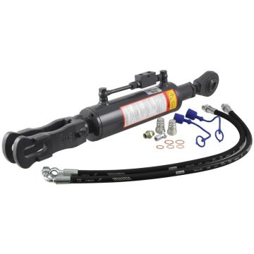 Hydraulische stabilisator (Met: Slangen) -  Kogel Ø 28mm -  Vork Gat Ø 29x60mm - Min. Lengte: 810mm, Cylinder binnen Ø: 90mm.