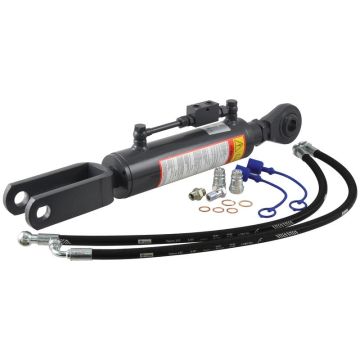 Hydraulische stabilisator (Met: Slangen) -  Kogel Ø 28mm -  Vork Gat Ø 28mm - Min. Lengte: 680mm, Cylinder binnen Ø: 80mm.