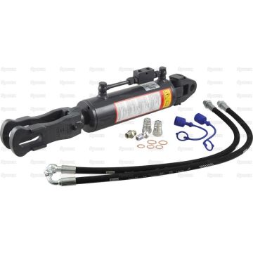 Hydraulische stabilisator (Met: Slangen) -  Scharnier Ø 32mm -  Vork Gat Ø 32x77mm - Min. Lengte: 800mm, Cylinder binnen Ø: 105mm.